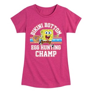 Girls' - SpongeBob Squarepants - Bikini Bottom Egg Hunting Champ Fitted Short Sleeve Graphic T-Shirt - 1 of 4