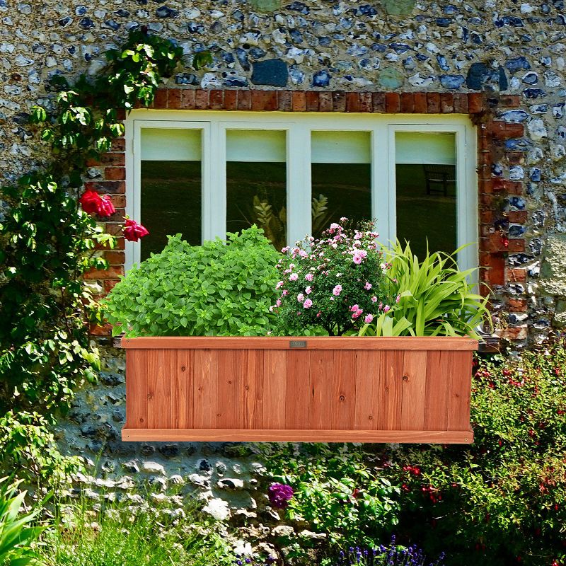 28/36/40 Inch Wooden Flower Planter Box Garden Yard Decorative Window Box Rectangular, 5 of 11