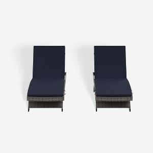 WestinTrends All Weather Wicker Outdoor Patio Chaise Lounge with Cushion (Set of 2) - 1 of 4