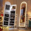 Fredees LED Mirror Jewelry Cabinet, Standing Lockable Armoire with Arched Full-Length Mirror & Adjustable LED Lights, Space-Saving Jewelry Organizer - 4 of 4
