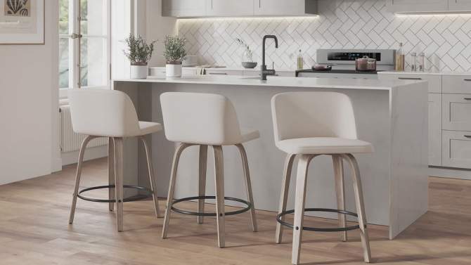 Set of 2 Toriano PU Leather Counter Height Barstools Natural/Cream/Chrome - LumiSource, 2 of 9, play video