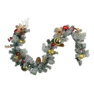 Northlight 6' x 12" Unlit Red/Gold Lightly Flocked Artificial Christmas Garland