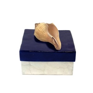 Beachcombers Capiz Box With Shell Top Navy/Pearl - 1 of 2