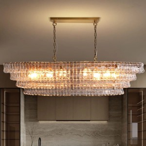 64.7" 12-Lights 4-Tier Large Oval Clear Glass Kitchen Island Chandelier - 1 of 4