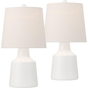 360 Lighting Tango 20 1/2" High Small Modern Coastal Accent Table Lamps Set of 2 White Ceramic White Shade Living Room Bedroom Bedside Nightstand - 1 of 4