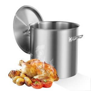VEVOR Stainless Steel Stockpot, 53 Quart Large Cooking Pots, Cookware Sauce Pot with Lid, and Handle, Sanding Treatment, Silver - 1 of 4