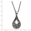 Black Bow Jewelry Marcasite Teardrop Necklace in Antiqued Stainless Steel, 20 Inch - 2 of 4