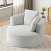 AENKYO 49" Compressible Round Chair, Corduroy Accent Chair with Cushioned Backrest 3 pillows No Assembly Required - 2 of 4