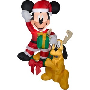 Disney Christmas Airblown Inflatable Hanging Mickey and Pluto Disney, 5 ft Tall, Multicolored - 1 of 3