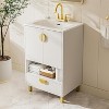 phiestina 24" White Modern Bathroom Vanity, Fully Pre-Assembled with Ceramic Sink, 2 Doors & 1 Drawer, Faucet Not Included - 3 of 4