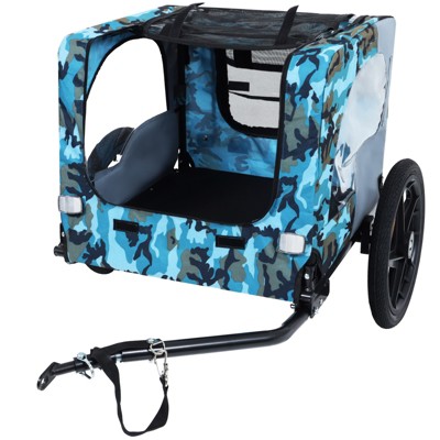 VisioGear Outdoor Foldable Pet Stroller, Dog Stroller with Mesh Screen Layer for Elder Pets, Blue & Gray, 42.52"*31.5"*27.5"