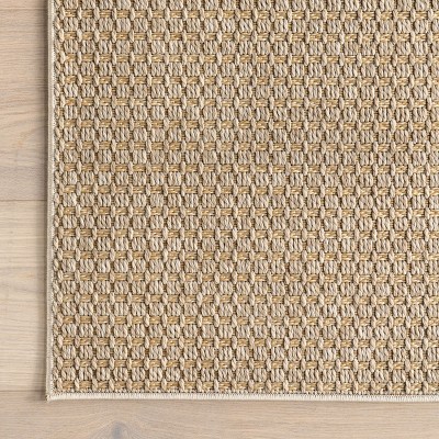 Beige Geometric Indoor/Outdoor Area Rug, 5' x 8'