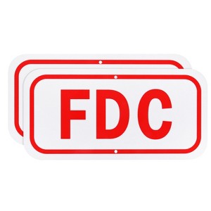 Unique Bargains Aluminum Outdoor "FDC" Fire Department Connection Metal Sign 2 Pcs - 1 of 4