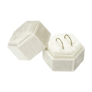 Unique Bargains Velvet Vintage Ring Display 2 Slot Hexagon Jewelry Storage Box - 1 of 4