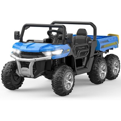 24V 2-Seater Ride On Dump Truck for Kids, 4WD 6-Wheel Electric Car with Parent Remote Control, Bluetooth Music & Dump Bed