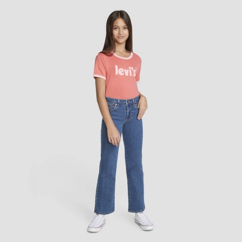 Levi's® Girls' Mid-rise Wide Leg Jeans - Medium Wash 10 : Target