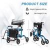 Gymax 2-in-1 Rollator Walker & Wheelchair Combo with Adjustable Handlebar Handbrake Removable Bag Senior Mobility Aid Blue/Black/Red - 4 of 4
