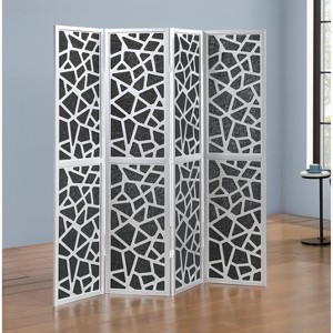 Roundhill Furniture Aurra 4-Panel Wood Room Divider, Folding Portable Partition Screen - 1 of 4