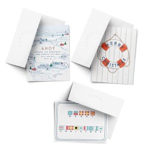 Ahoy Holiday, Lifebouy Merry Christmas, Nautical Flags Winter/Holiday/Christmas Greeting Card Pack Sets (3 ct, Assorted) by Ramus & Co - 1 of 4
