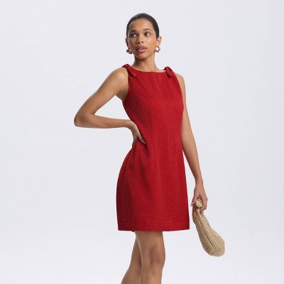 Женские платья A New Day Women's Bow Shoulder Mini Shift Dress - A New Day™ Red Polka Dots S — фото 5
