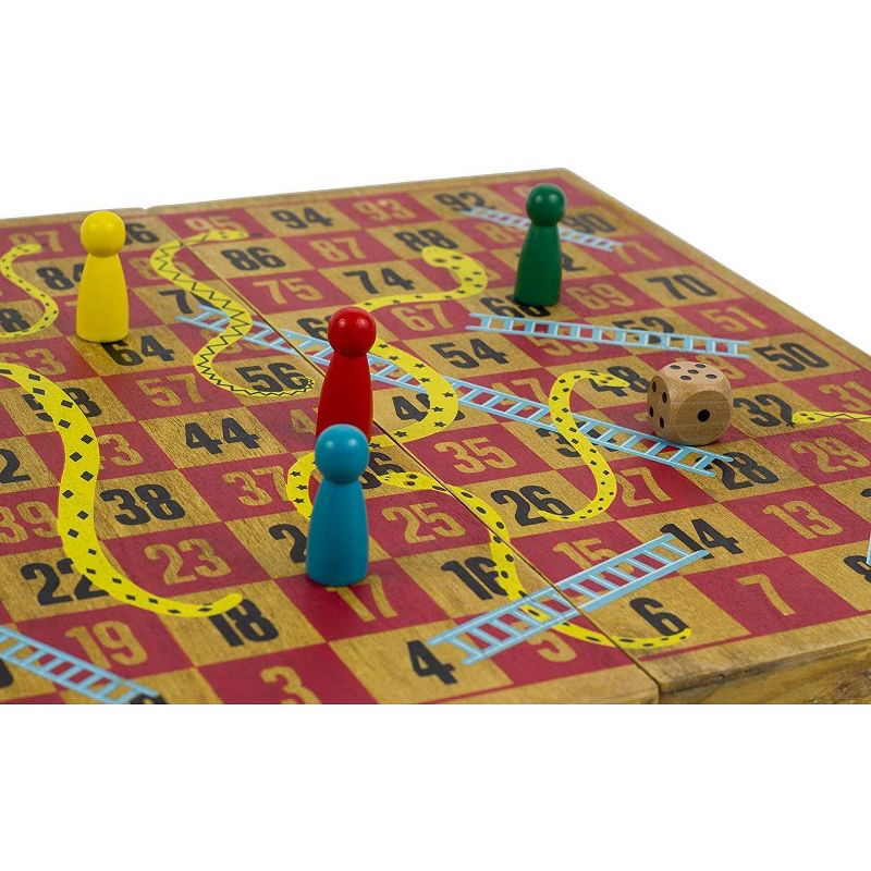 Professor Puzzle USA, Inc. Snakes and Ladders | Classic Wooden Family Board Game, 4 of 5