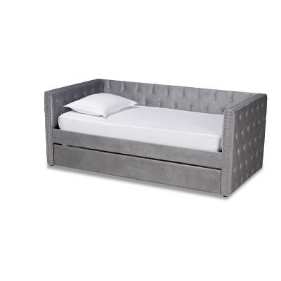 Larkin Velvet Fabric Upholstered Daybed with Trundle - Baxton Studio
