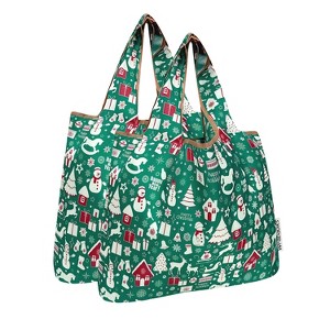 Wrapables Medium Foldable Tote Nylon Reusable Grocery Bags, Set of 2 - 1 of 4