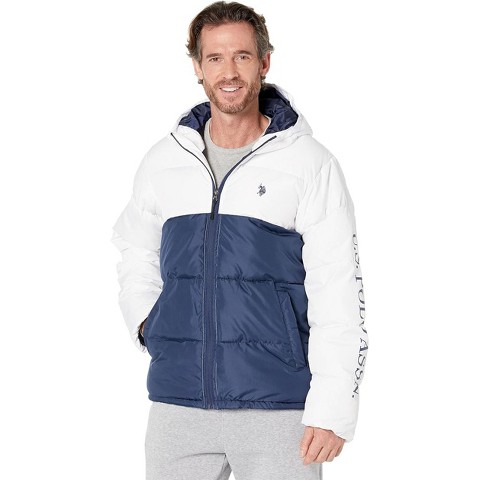 U.S. Polo Assn. U.S. Polo Assn. Men's Colorblock Padded Winter Puffer Jacket White Medium