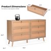 Sapphtopaz Modern Double Dresser with 6 Rattan Drawers, Wood Closet Storage with Alloy Ring Pulls for Entryway Versatile Dresser for Bedroom - 4 of 4