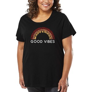 LA Pop Art Women's Word Art T-shirt - Good Vibes - 1 of 4