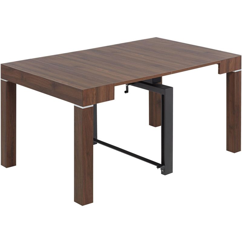 55 Downing Street Warhol Modern Distressed Walnut Wood Rectangular Dining Table 59 1/4" x 35 1/2" Brown 2-Leaf Extension for Spaces Living Room Dining, 1 of 10