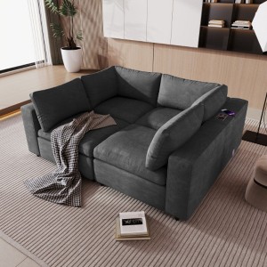 Modular Sofa with Storage, USB/Wireless Charging, & In-Arm Bluetooth Speaker - 1 of 4