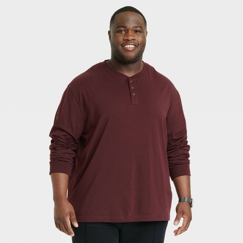 Heavy Slub Henley Shirt for Tall Men in Black