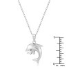 Slickblue Playful Dolphin Pendant – Matte Rhodium Plated, Clear CZ, 16" Necklace with 2" Extender for Women - 3 of 4