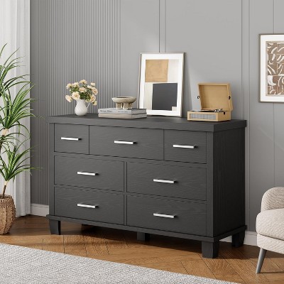 Dresser for Bedroom with 7 Drawers, Storage Chest of Drawers with Metal Handle, Wooden Dresser Organizer for Living Room,Closet,Entryway,Nursery