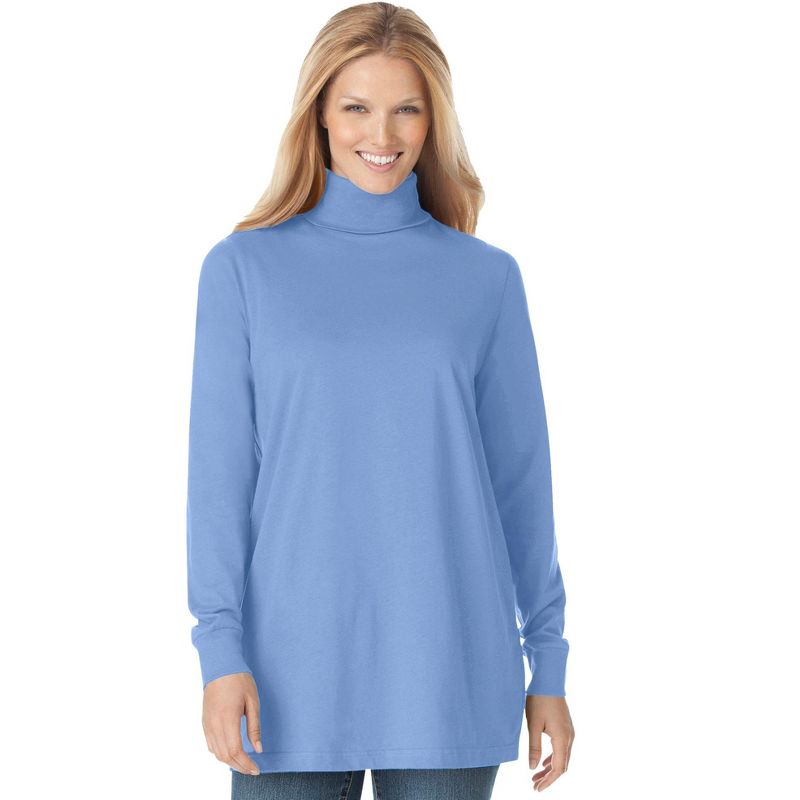 Woman Within Women's Plus Size Perfect Long-Sleeve Turtleneck Tee, 1 of 2