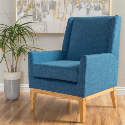SKRAN Mid Century Modern Accent Chair, Wooden Chairs with Cushion for Living Room, Bedroom, Home or Office - Blue