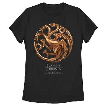 Women's Game of Thrones Iron Anniversary Targaryen Metal Dragon Crest T-Shirt