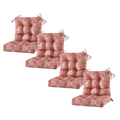 ARTPLAN Seat/Back Outdoor Chair Cushion,Set of 4 Patio Chair Cushion with Tie,Tufted Replacement for Patio Furniture,40x20x4 Inches,4 Count
