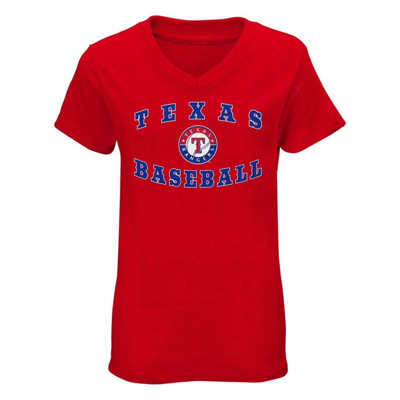 MLB Texas Rangers Girls&#39; V-Neck T-Shirt, 1 of 2