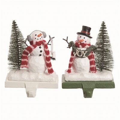 Transpac Resin Snowman Stocking Holder Set of 2 Christmas Home Decorations