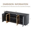64-Inch Wavy TV Stand Cabinet,Modern MDF Sideboard Cabinet with Glass Doors for Living Room,Wooden Vertical Stripe Storage Cabinet-Coolbibila - 4 of 4