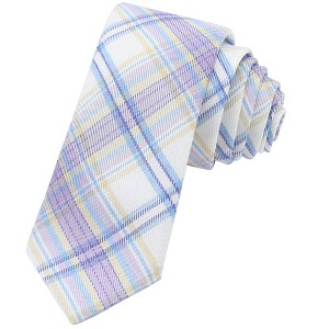INSPIRE CHIC Plaid Woven Self-tied Striped Skinny Necktie 2.8" for College Graduation Campus 1 Pc - 1 of 4