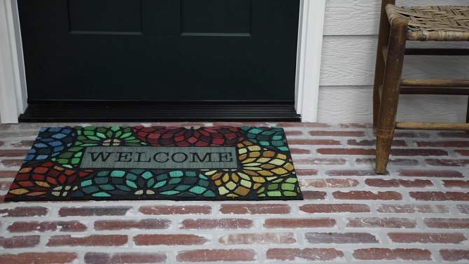 1&#39;6&#34;x2&#39;6&#34; &#39;Welcome&#39; Stained Glass Floret Doorscapes Mat - Mohawk, 2 of 10, play video