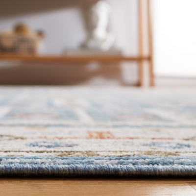 Ivory and Blue Hand-knotted Stain-resistant 5' x 8' Area Rug