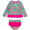 RuffleButts Girls UPF50+ Long Sleeve Rash Guard Bikini - 2 of 4