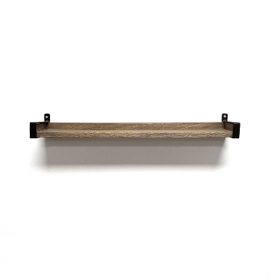 24" Driftwood Solid Wood Industrial Bracket Ledge Wall Shelf