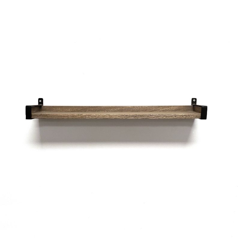 24&#34; Solid Wood Industrial Bracket Ledge Wall Shelf Metal Driftwood - InPlace, 3 of 6