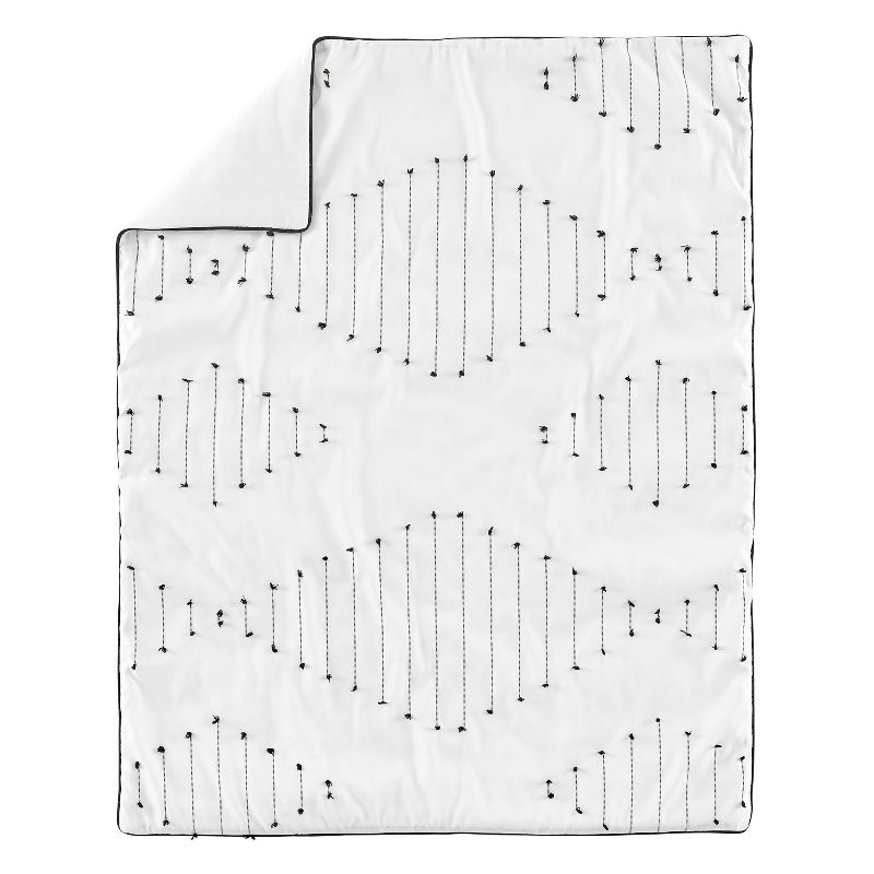 Sweet Jojo Designs Gender Neutral Unisex Baby Crib Bedding Set - Boho Stitch Black and White 4pc, 3 of 7