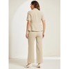 Allegra K Women's 2-Piece Elegant Short Sleeve Blazer and Wide Leg Pants Business Suit Set - 3 of 4